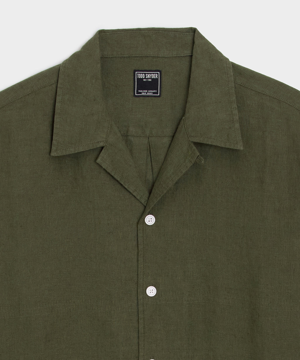 Cropped Sea Soft Irish Linen Camp Collar Shirt