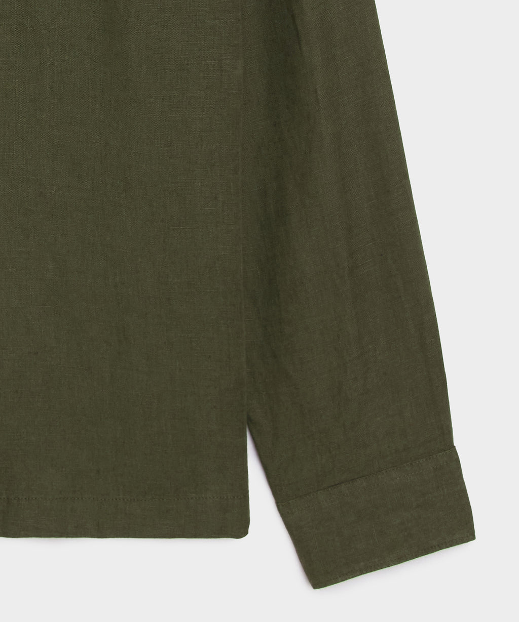 Cropped Sea Soft Irish Linen Camp Collar Shirt