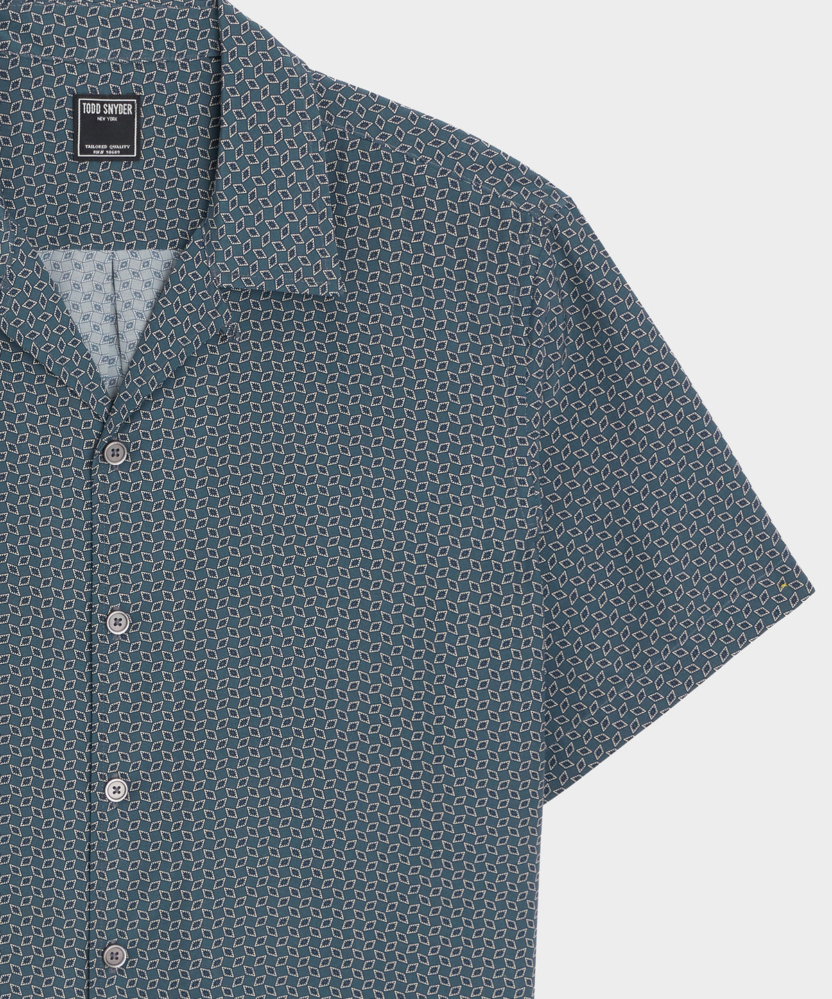 Cropped Silk Geo Camp Collar Shirt