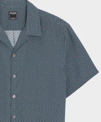 Cropped Silk Geo Camp Collar Shirt