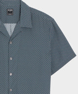 Cropped Silk Geo Camp Collar Shirt