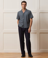 Cropped Silk Geo Camp Collar Shirt