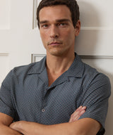 Cropped Silk Geo Camp Collar Shirt