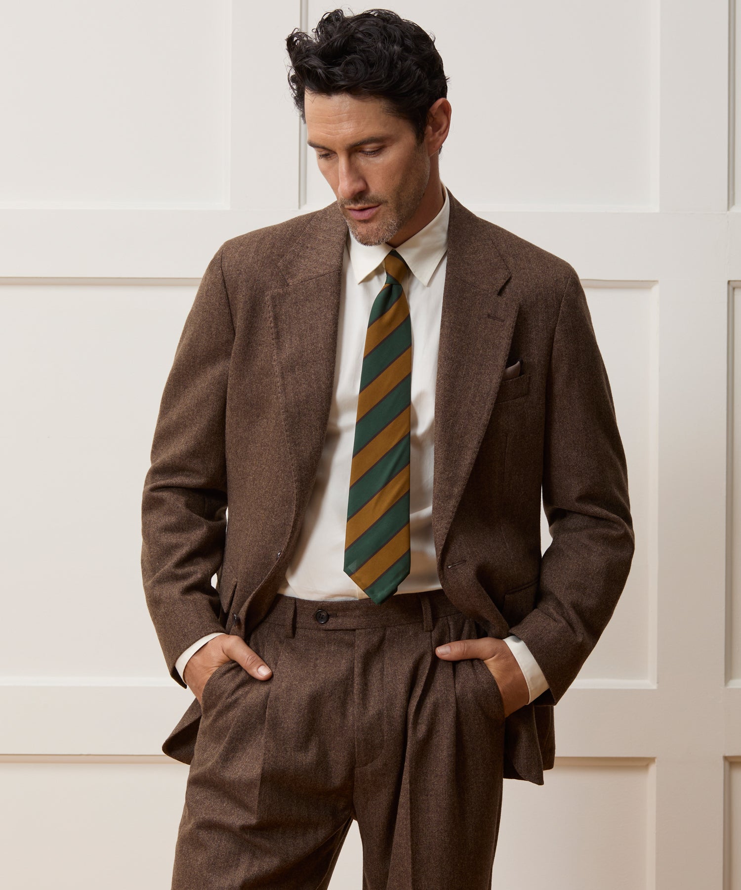 Italian Flannel Wythe Jacket in Brown Herringbone – Todd Snyder