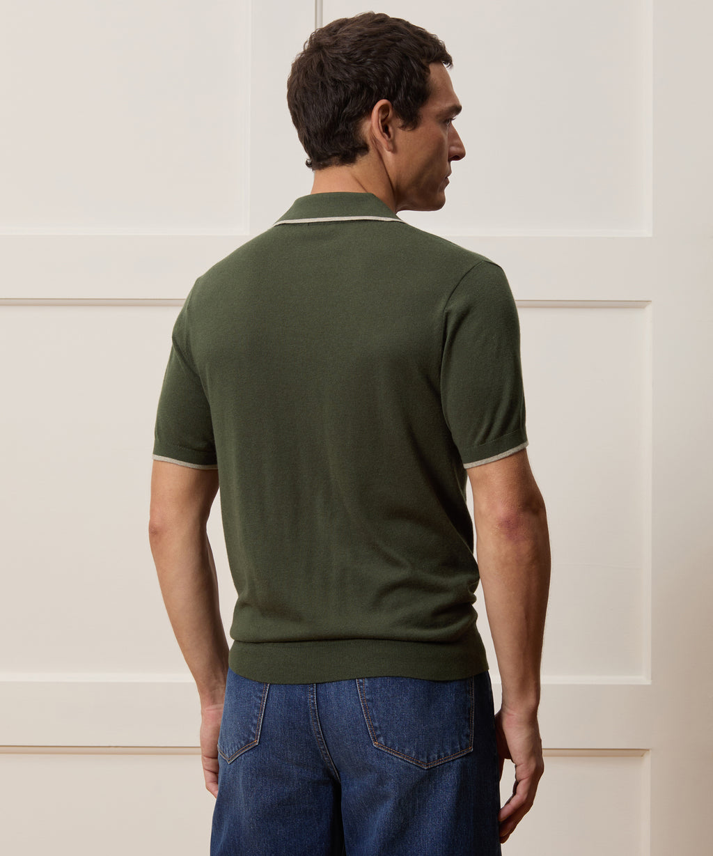 Silk-Cashmere Tipped Montauk Sweater Polo