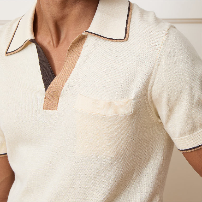 トップス CAMP-COLLAR SHORT-SLEEVED LINEN SHIRT Cropped Linen Camp Collar Shirt in White