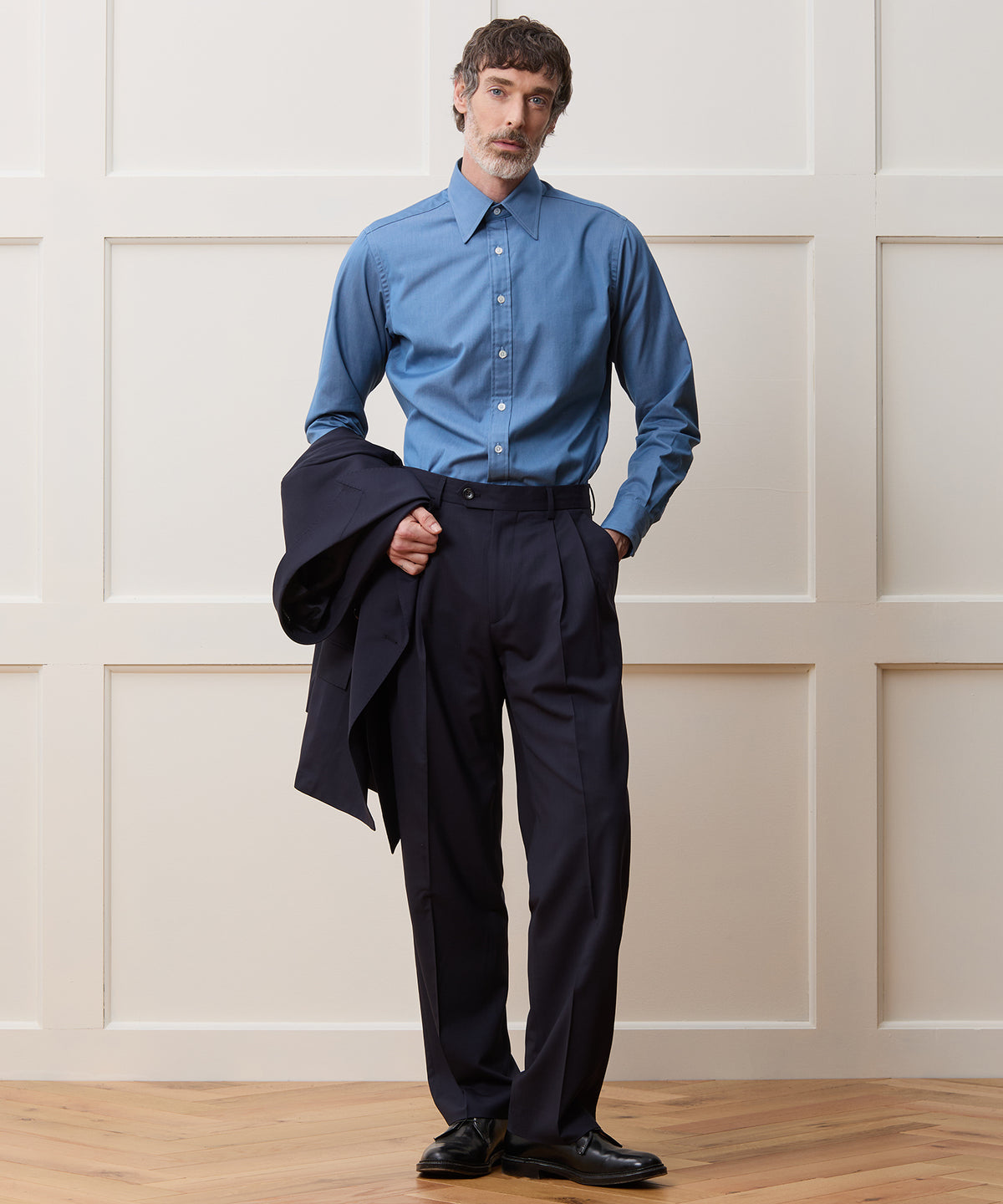 Hamilton + Todd Snyder Chambray Long Point Collar Dress Shirt