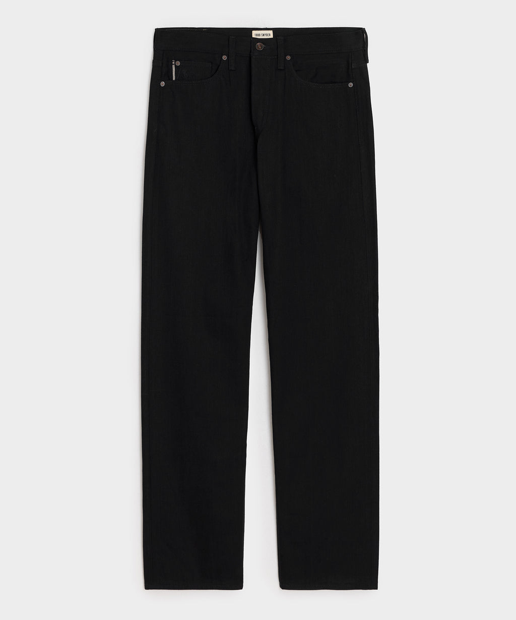 Relaxed Rigid Selvedge Pleated Jean in Black