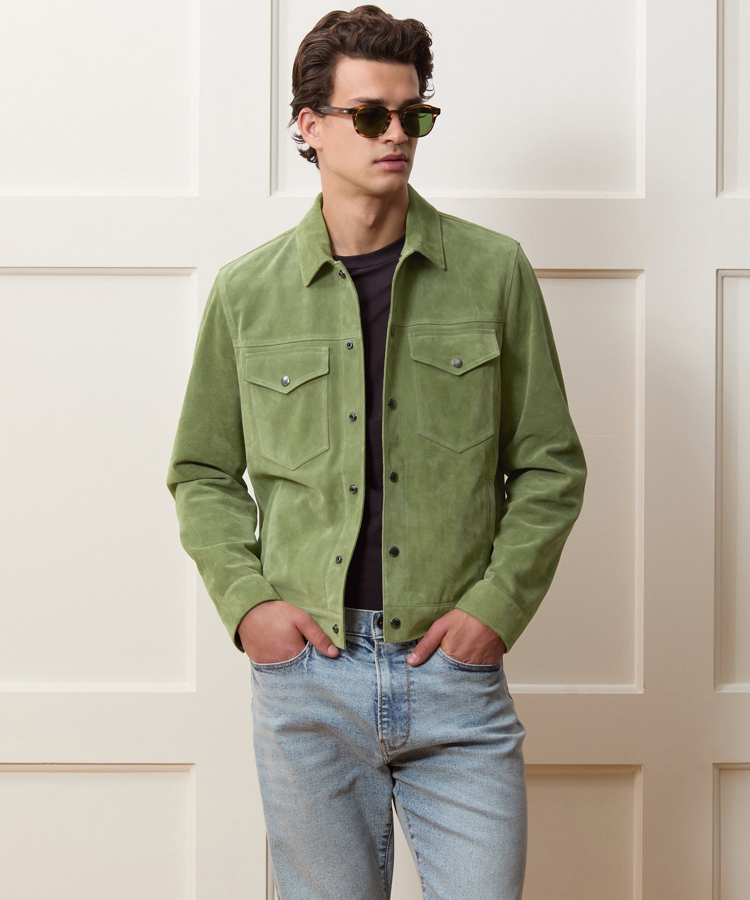 Italian Suede Dylan Jacket in Desert Sage – Todd Snyder