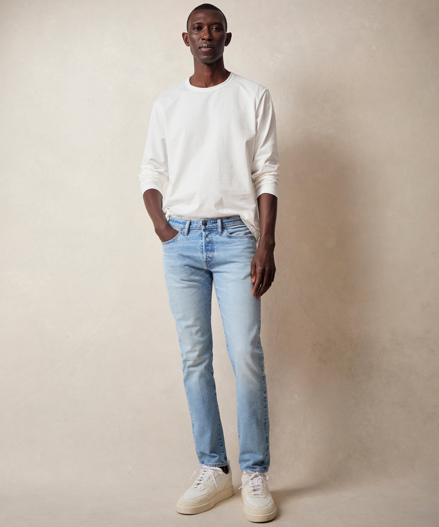 Slim Japanese Selvedge Stretch Jean in Light Indigo – Todd Snyder