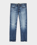 Slim Japanese Selvedge Stretch Jean in Distressed Wash