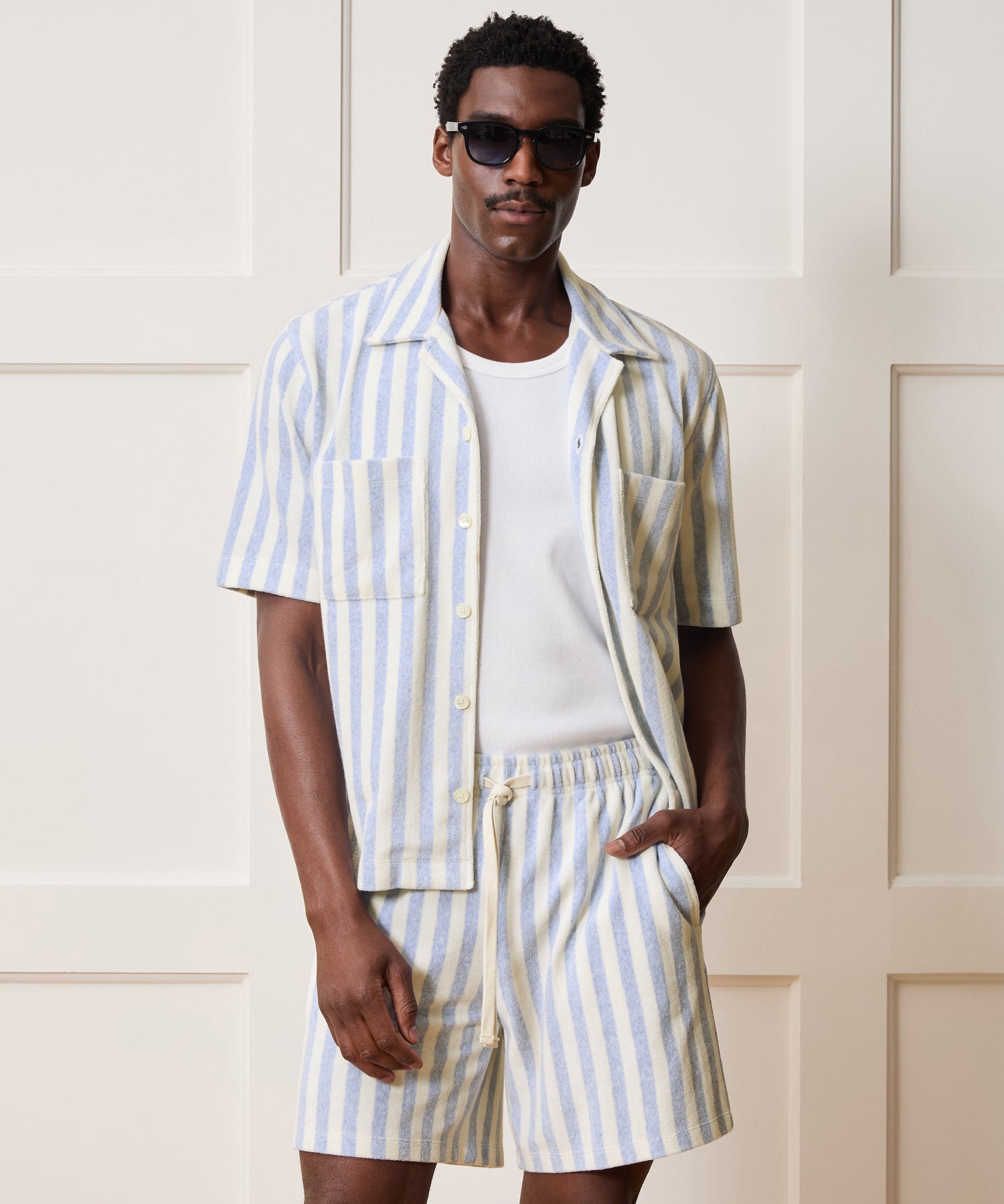 Striped Terry Polo in Light Blue Stripe – Todd Snyder