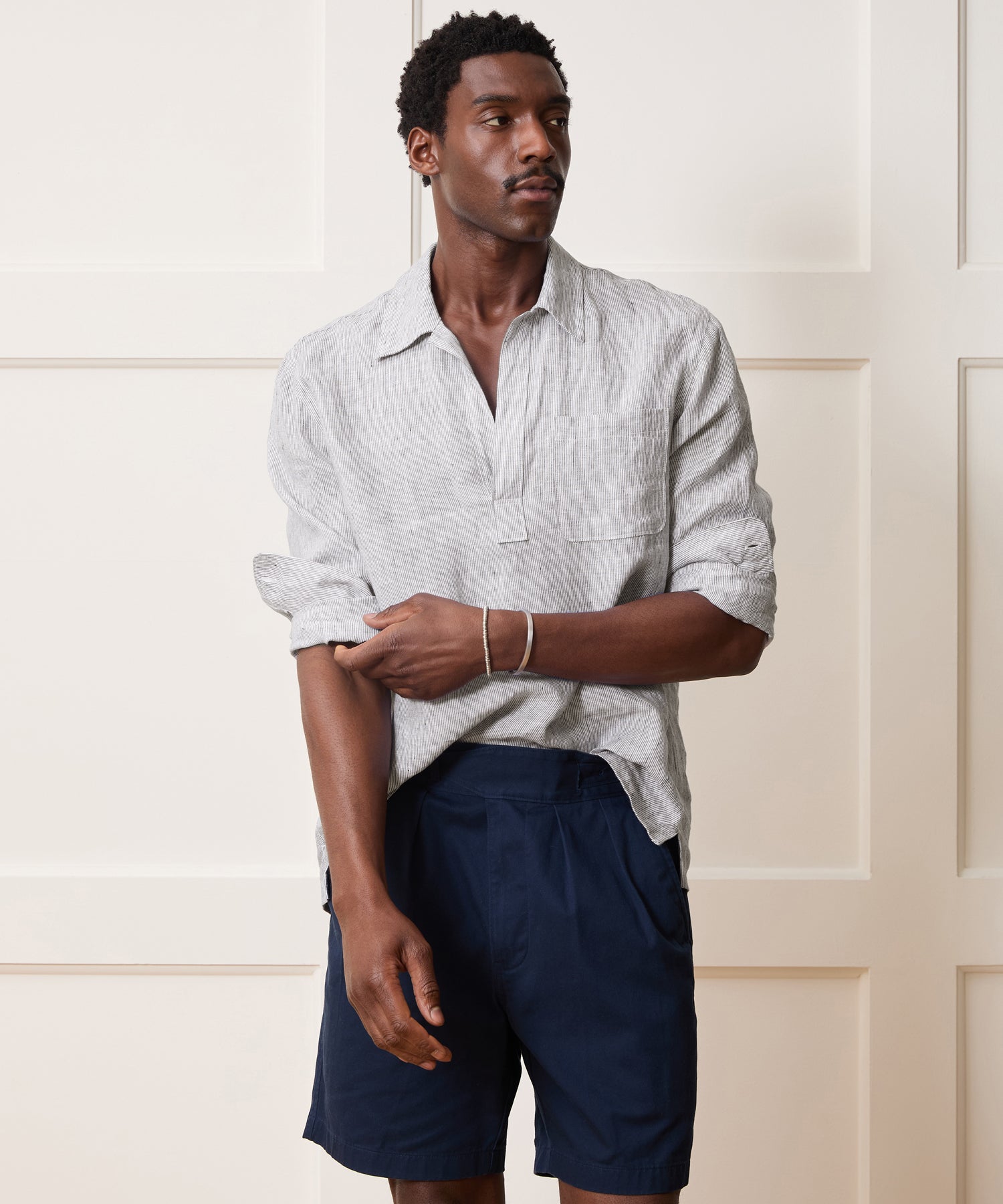 Linen Popover Shirt in Blue Stripe – Todd Snyder