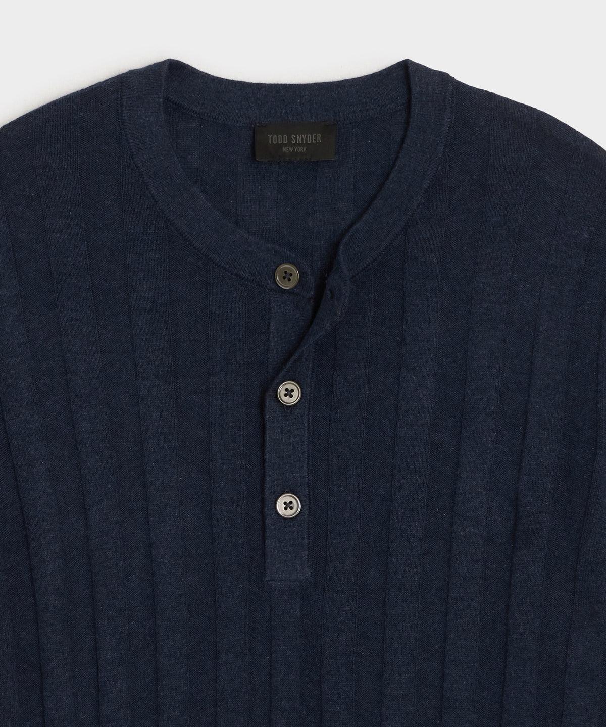 Ribbed Linen-Cotton Henley Sweater