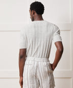 Ribbed Linen-Cotton Henley Sweater