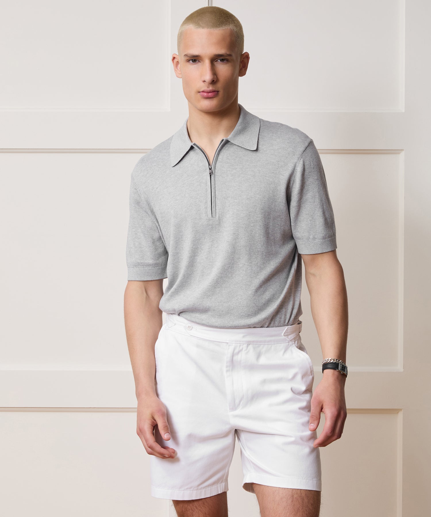 Kent Quarter-Zip Sweater Polo in Heather Grey – Todd Snyder Kent Quarter-Zip Sweater Polo in Heather Grey – Todd Snyder
