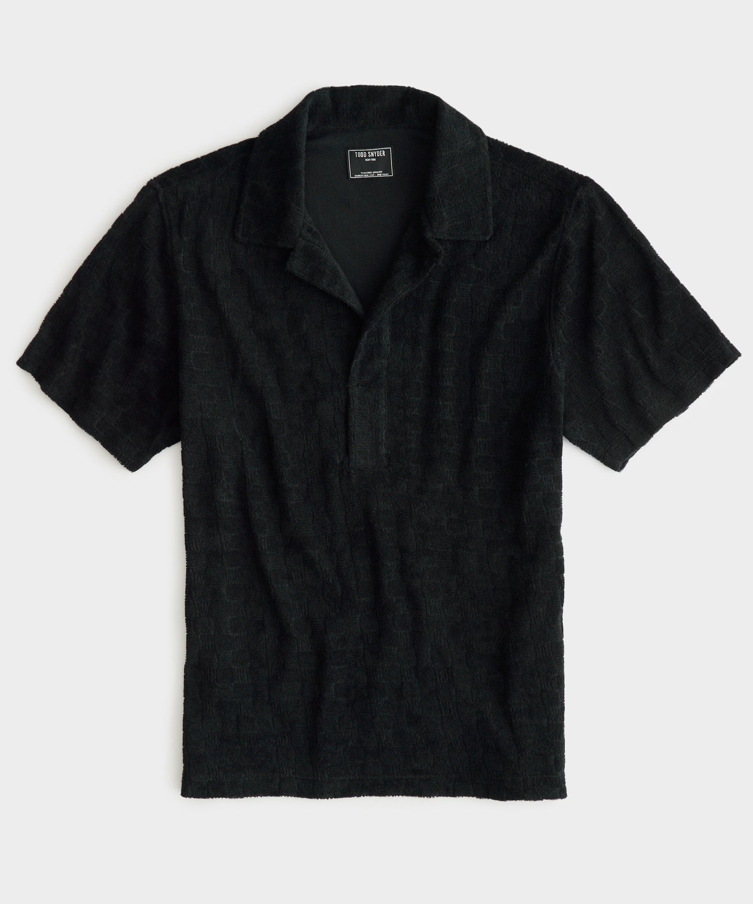 Tile Jacquard Terry Polo in Pitch Black