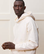 Cotton-Camelhair Fleece Hoodie in Vintage White