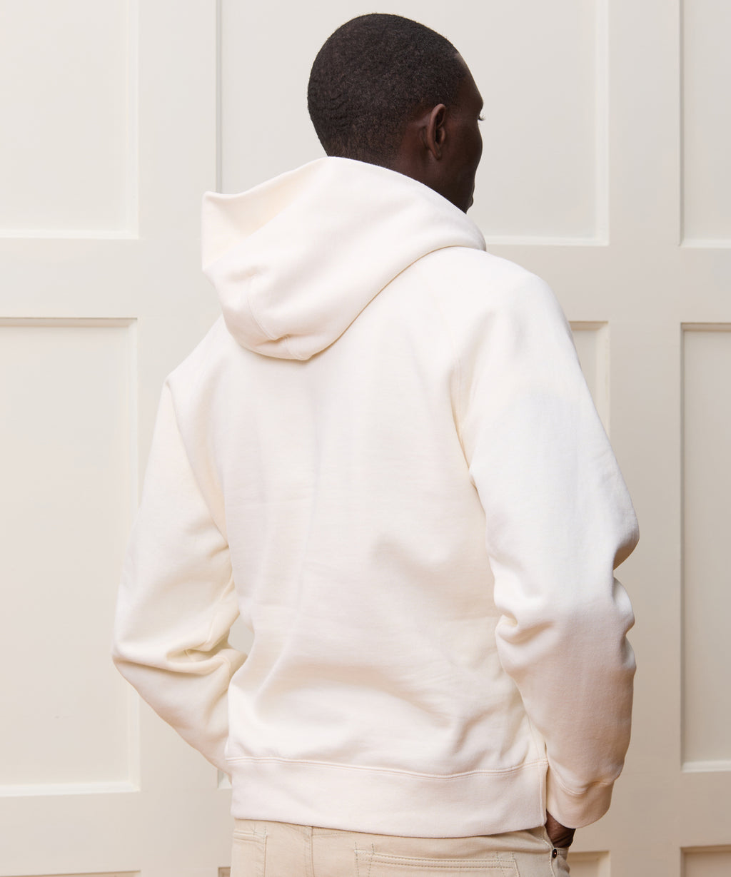 Cotton-Camelhair Fleece Hoodie in Vintage White