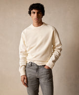 Cotton-Camelhair Fleece Sweatshirt in Vintage White