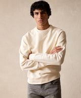 Cotton-Camelhair Fleece Sweatshirt in Vintage White