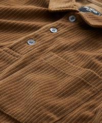 Ribbed Velour Polo in Weathered Oak