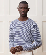 Linen Jersey Striped Pocket Tee