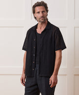 Relaxed Open-Knit Embroidered Cabana Polo