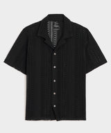 Relaxed Open-Knit Embroidered Cabana Polo