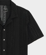 Relaxed Open-Knit Embroidered Cabana Polo