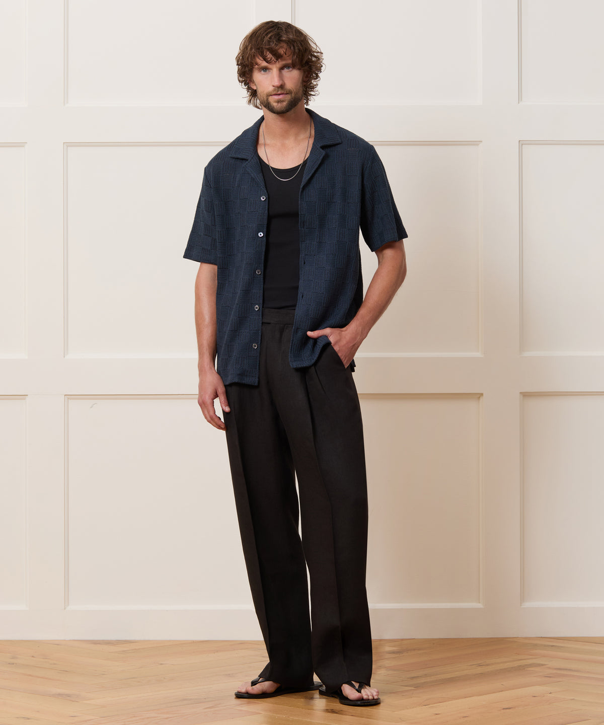 Relaxed Open-Knit Cabana Polo