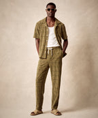 Terry Jacquard Cabana Polo Shirt in Green Leaf