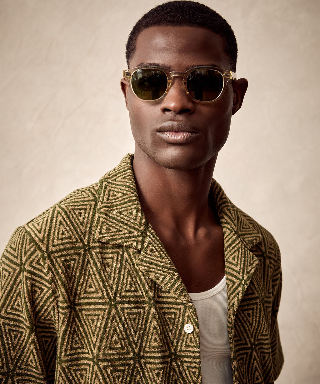 Terry Jacquard Cabana Polo Shirt in Green Leaf