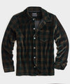 Full-Placket Plaid Velour Polo in Snyder Olive