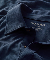 Made in L.A. Full-Placket Jersey Polo in Navy