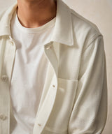 Herringbone Knit Overshirt in Bisque