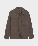 Double Knit Striped Overshirt in Vintage Brown