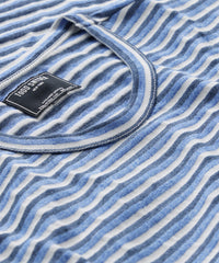 Striped Linen-Cotton Tee in Blueprint