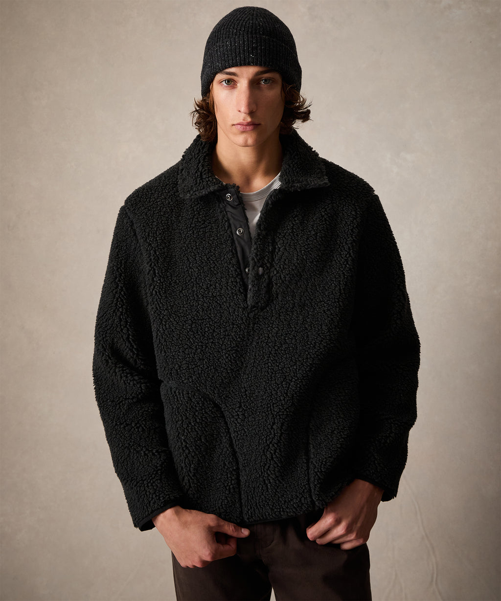 Sherpa Snap Pullover in Charcoal