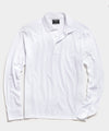 Long Sleeve Stretch Dress Pique Polo in White