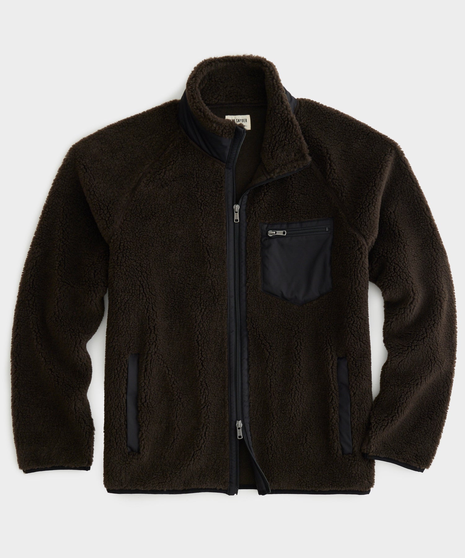 Italian Recycled Fleece Full-Zip Jacket in Toasted Brown
