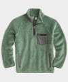 Italian Recycled Fleece Half-Zip Mockneck Jacket in Green Smoke