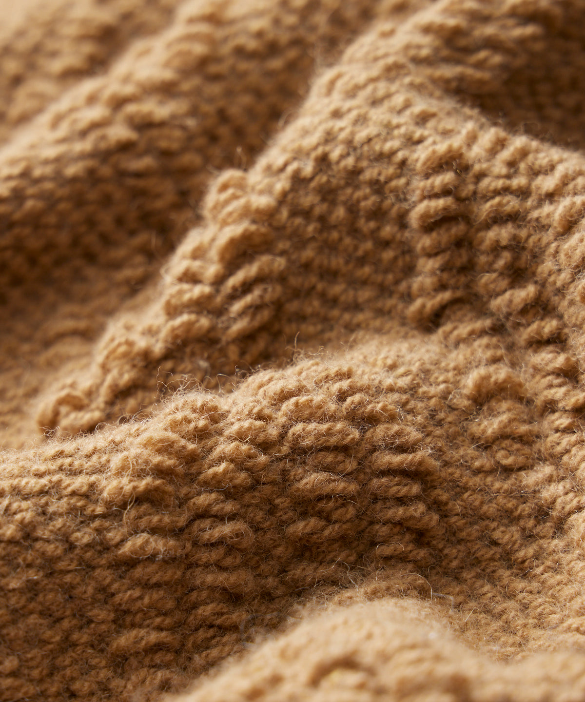 Wool Cable Knit Crewneck Sweater in Camel