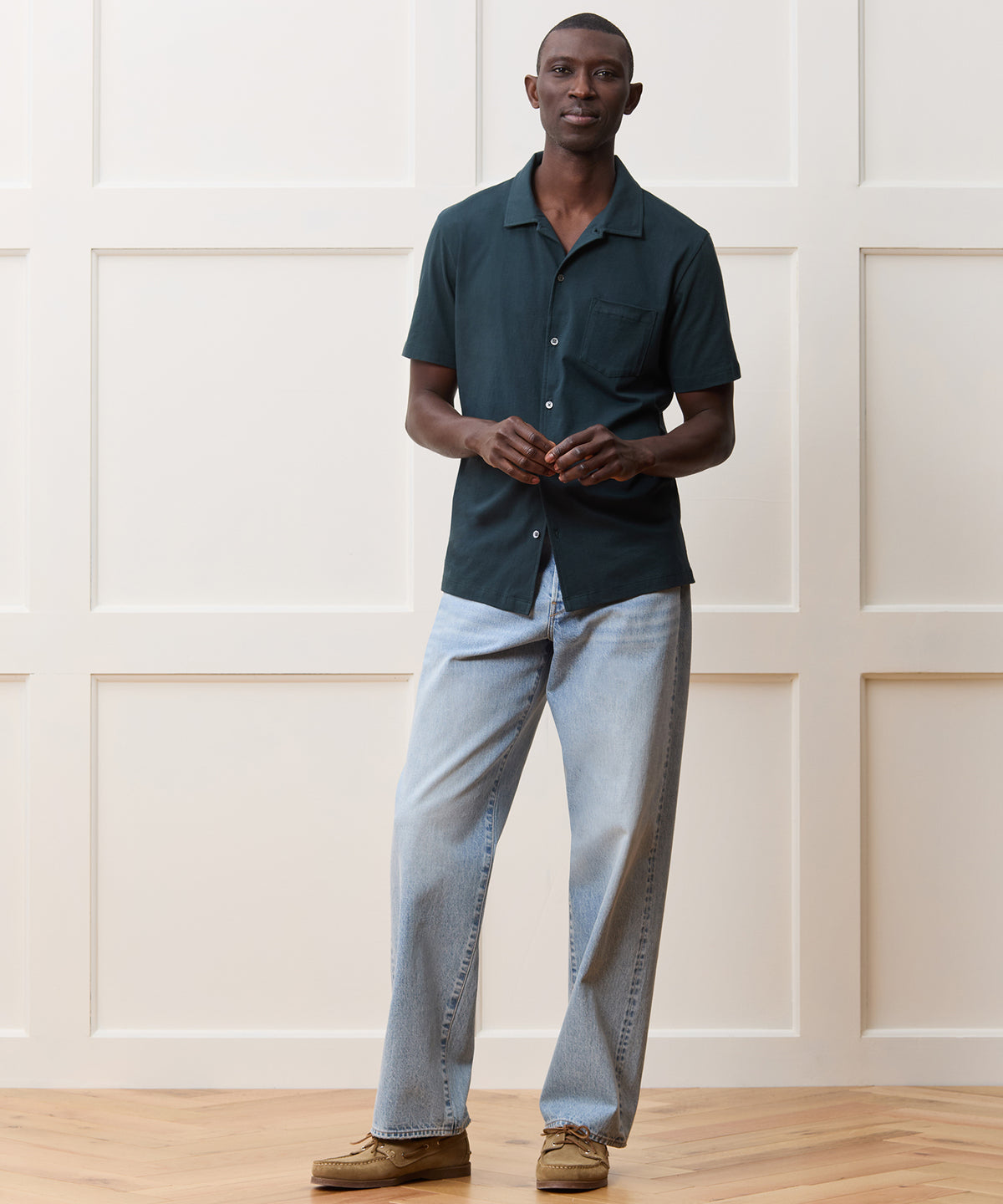 Made in L.A. Jersey Full-Placket Polo