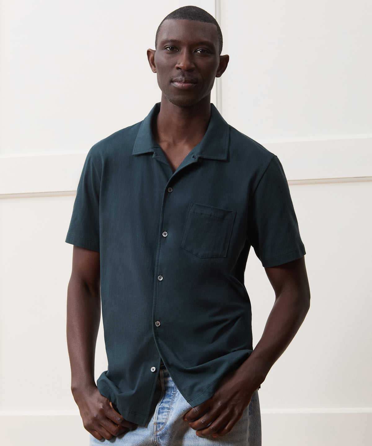 Made in L.A. Jersey Full-Placket Polo