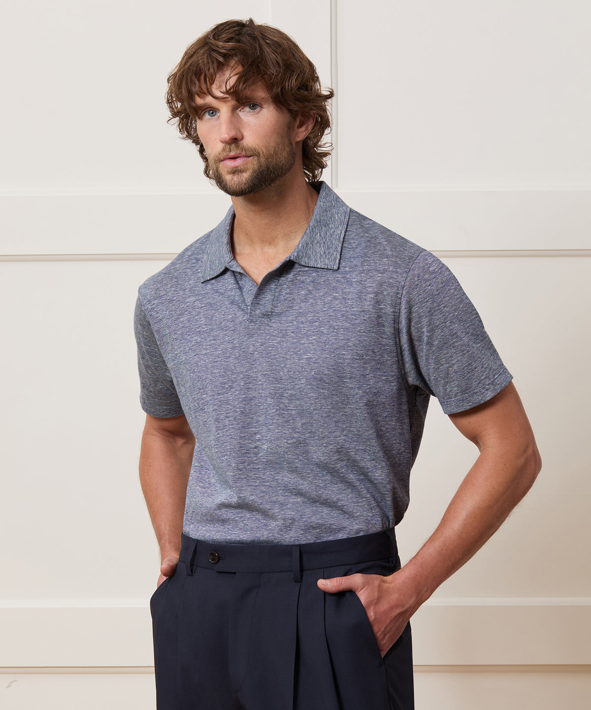 Cotton-Linen Pique Montauk Polo