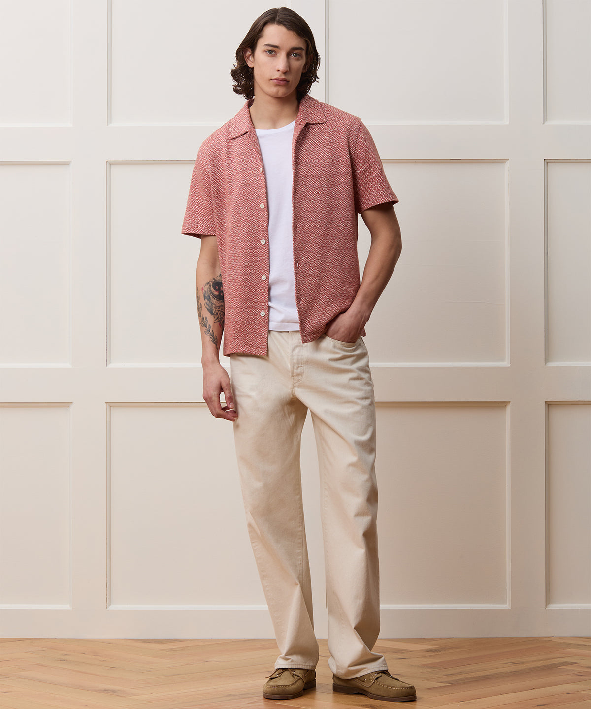 Jacquard Linen-Cotton Polo