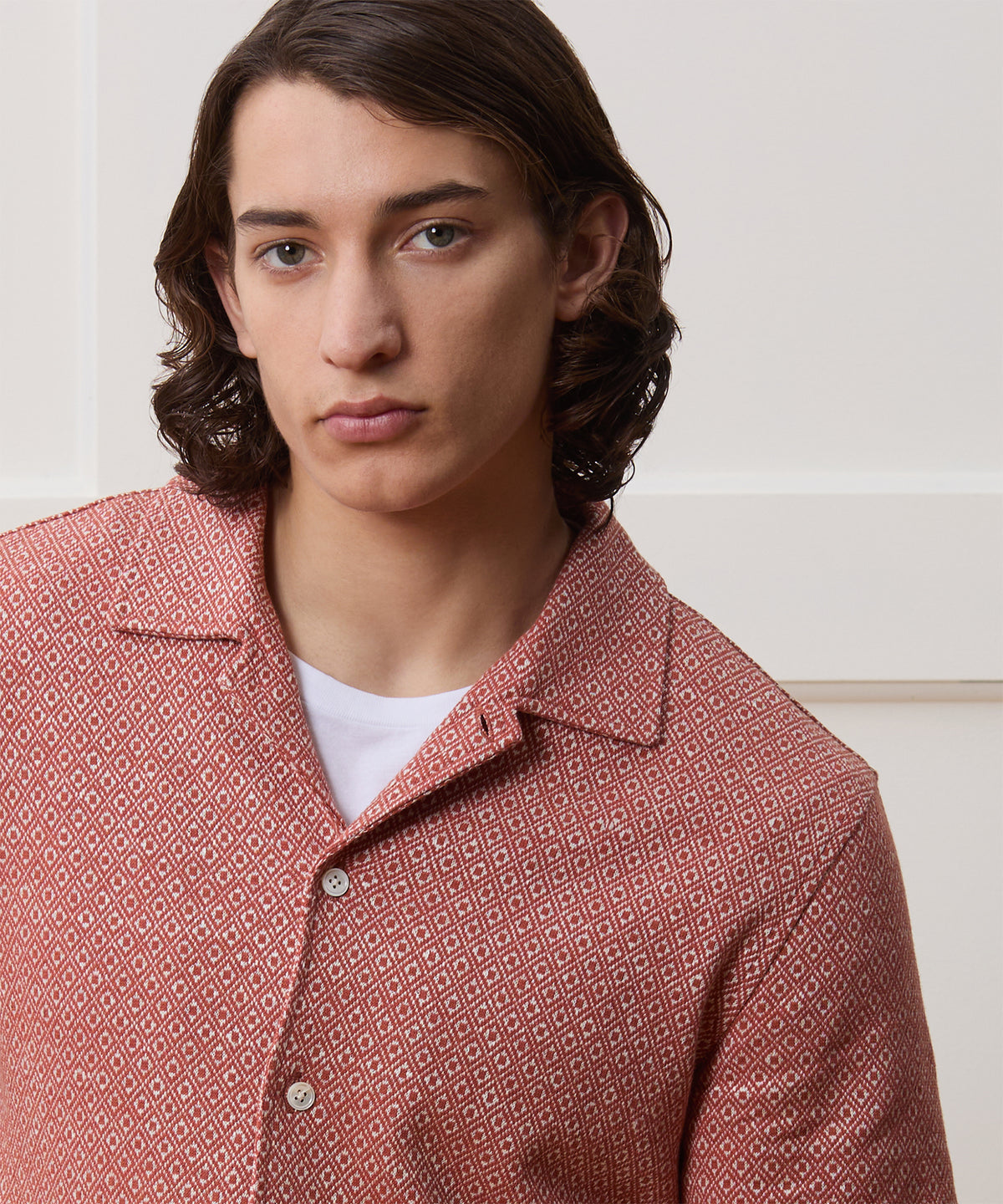 Jacquard Linen-Cotton Polo
