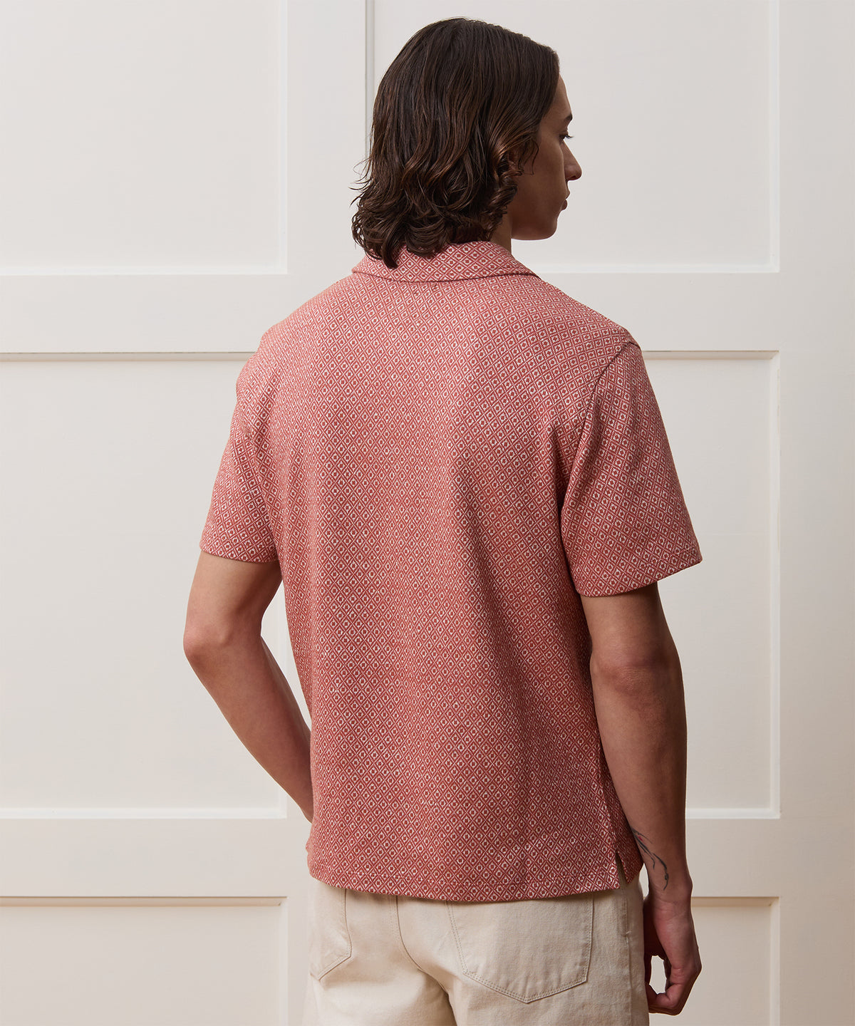 Jacquard Linen-Cotton Polo