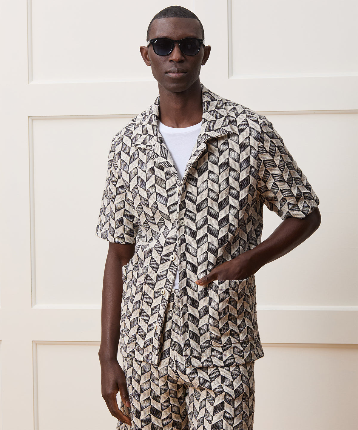 Relaxed Checkered Guayabera Shirt